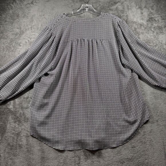 Torrid Harper Studio Crepe De Chine 3/4 Sleeve Blouse Houndstooth Size 2 2X H281 - Picture 4 of 10